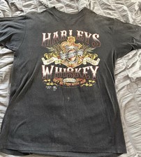 Vintage 3D Harley Davidson Tshirt Harley’s and Whiskey Men's picture