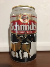Schmidt's Premium Beer Can 2 Deer Aluminum 12oz Stay Tab Bottom Opened picture