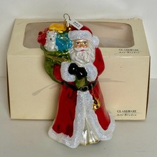 Glassware Art Studio Santa Claus Glass Christmas Ornament Handcrafted Poland 7” picture