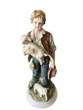 Andrea by Sadek Country Boy With Lambs Porcelain Figurine 7553 Made In Japan  picture