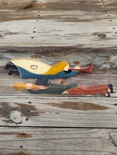 Vintage Folk Art Bugle Boy Wall Plaque Hand Painted Wood Americana Patriotic 18” picture