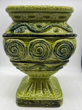 Vintage Rubens Originals Vase Geometric Green 8” Planter Italian Look 1421 picture