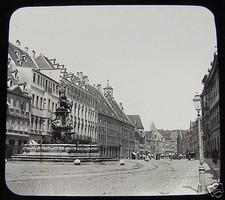 Glass Magic Lantern Slide MAXIMILIAN STRASSE AUGSBURG C1890 GERMANY picture