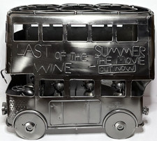 LG Double Decker Bus Passengers Shaped Recycled Metal 6 Bottle Wine Holder Rack picture