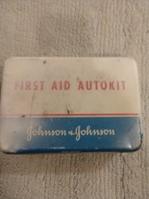 Vintage 1959-65 Johnson and Johnson First Aid AutoKit W Original Supplies + Book picture