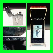 Stunning Vintage Sleek Sterling Silver Petrol Lighter With Box - Unfired - NOS  picture