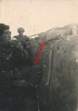 Photo Wehrmacht Soldiers Trenches Tank Cannon Tube Helmet Front WW2 - X281 picture