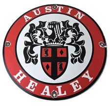 Vintage Austin Healey Automobiles Sign - Porcelain Gas Pump Dealership Sign picture