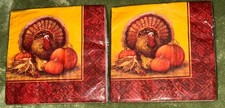 Party Creations 'Golden Harvest' Thanksgiving Cocktail Napkins Features a Turkey picture