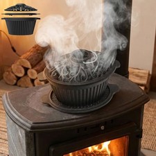 Cast Iron Wood Stove Steamer Humidifier Small Black Lattice Top Pre-Seasoned picture