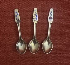 VTG 1978 1984 1990 Meka Kesa Denmark Spoons Gold Finish Enamel Designs Christmas picture