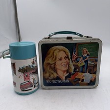Vintage The Bionic Woman Metal Lunchbox & Thermos Fantastic picture