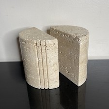 Vintage Fratelli Mannelli Made In Marta Italy Travertine Marble Art Bookends Set picture