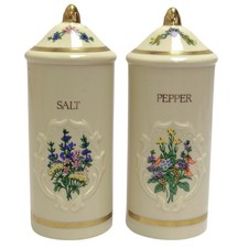 Vintage 1994 Lenox Spice Garden Fine Porcelain Salt & Pepper Shakers Floral 5” picture