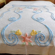 Beautiful Vtg Chenille Bedspread 1950s 88 X 104 Full-Queen Excellent Condition picture