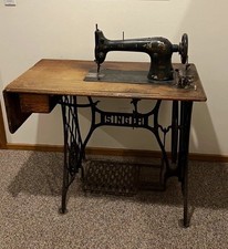 Singer 27 Black Treadle Sewing Machine Antique Original w/ Cabinet/Stand picture