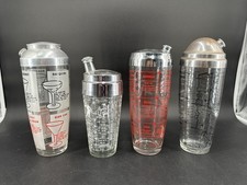 Vintage Glass Cocktail Martini Shakers Lot Mid Century Barware Bar Decor **READ* picture