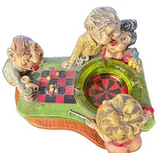 Vintage 1974 Prelude Creations Gambling Casino Ashtray Roulette Craps Chalkware picture