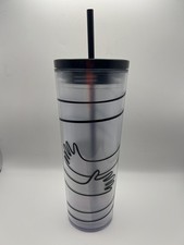 BRAND NEW Starbucks 2026 Black & Frosted Clear Hugs' 24 oz Cold Cup TumbleR picture