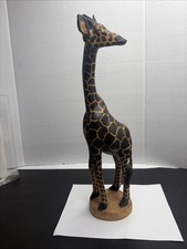 Hand-Carved African Wooden GIRAFFE Figurine 18”x5” Made In Kenya picture