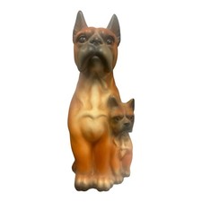 RARE MOTHER PUPPY BOXER DOG FIGURINE STATUE TAGGED JAPAN WALES 8 INCHES TALL picture