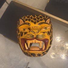 Authentic Hand Carved Guatemalan Jaguar Mask Wall Hanging Folk Art picture
