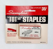 VTG Swingline Tot 50 Staples 1000 Count Box Chisel Pointed NOS New In Package picture