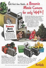 1951 Print Sales AD Advertisement Art KODAK Brownie Movie Film Camera Christmas picture