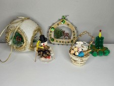 Vintage Mid Century Handmade Christmas Diorama Ornaments Set of 5 picture