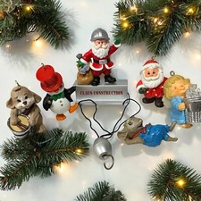 VTG Hallmark Christmas Ornaments Santa Angel Penguin Mouse Rabbit Lot of 6 picture