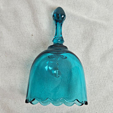 vintage Fenton aquamarine/teal blue art glass dinner bell picture