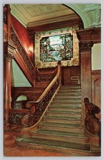 Middletown NY Morrison Hall Staircase Louis Tiffany Stained Glass Postcard picture