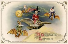 Halloween, A Halloween Morning Vintage Reproduction Postcard picture