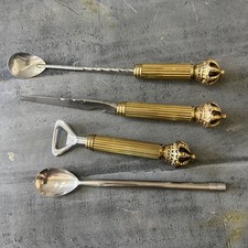VTG Bar Tool Set Kings  Crown Spoon, Knife (England), Bottle Opener (Italy) picture