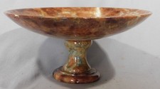 Antique Italian Rouge Marble Tazza Footed Compote Bowl Calcite Onyx c1900 13.5
