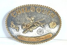 CHILOQUIN Oregon Rodeo Belt Buckle Bull Riding 1984 HS Signed Vintage picture