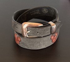 Vintage Brighton x Disney Mickey Mouse Ears Black/Brown Leather Belt Size 30 picture