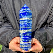 1.37LB Large Natural Lapis lazuli quartz crystal obelisk point wand aura healing picture