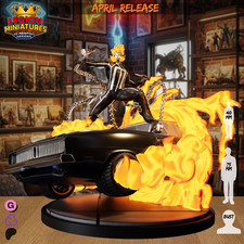 Ghost Rider on car Resin Sculpture Statue Model Kit Unpainted/Unassembled picture