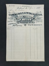 1889 antique CUMMINGS & WINCHESTER portland me BILLHEAD fruits produce merchant picture