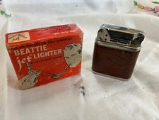 Vintage Early Patent Leather & Chrome Beattie Jet Lighter w/Original Box & Acc. picture