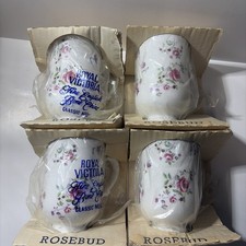 Royal Victoria English Mugs By Wade Pottery Rosebud 4 Coffee Cups In Box picture