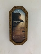 Vintage Footprints In The Sand Framed Wall Plaque Gold Ornate Religious Decor picture