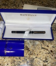 Vintage Waterman Laureat I Rollerball Pen Black Gold NOS MINT Box Never Used ‘90 picture