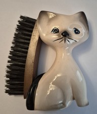 Vintage Ceramic Siamese Cat Crumb Clothes Brush Mid Century Retro Kitsch picture