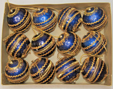 Lot Vintage Embellished Gold Mesh Rope Plastic BALL Christmas Ornaments Japan picture
