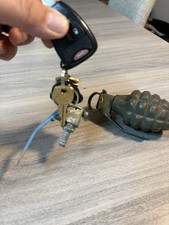 Unique Grenade Top Key Chain Key Ring Included Made In USA Vintage Metal Rare picture