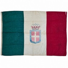 Vintage 1930s 1940s Kingdom of Italy Flag Savoy Crown WWII Era Tricolor 65 x 44 picture