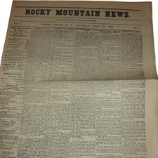 1859 Rocky Mountain News Centennial Vol 1 No 1 Newspaper Reprint Colorado Vtg picture