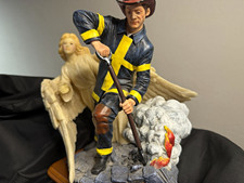 Vanmark Red Hats of Courage Unseen Guardian Firefighter & Angel Figurine, Signed picture